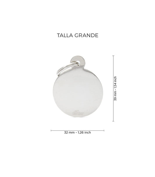 Chapa basic circular plateado &#8211; Grande