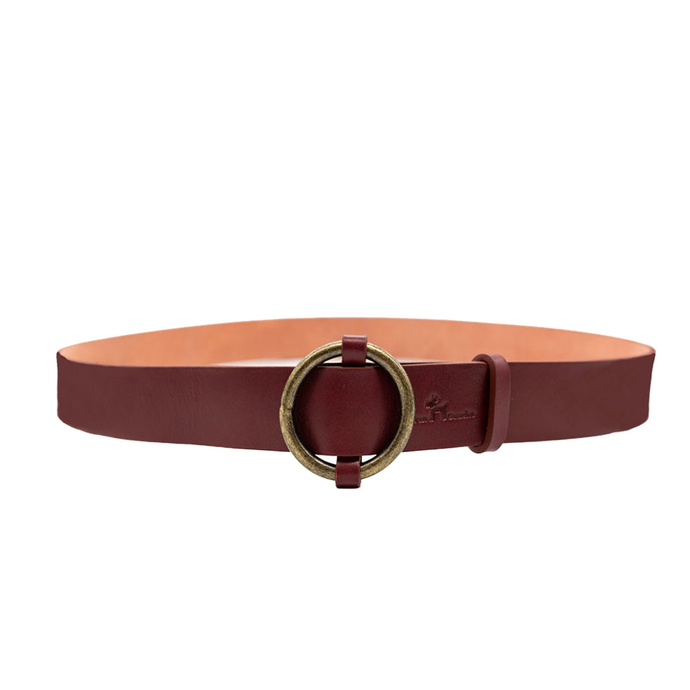 Cuero Premium Cereza Hebilla Redonda Cinturón 2