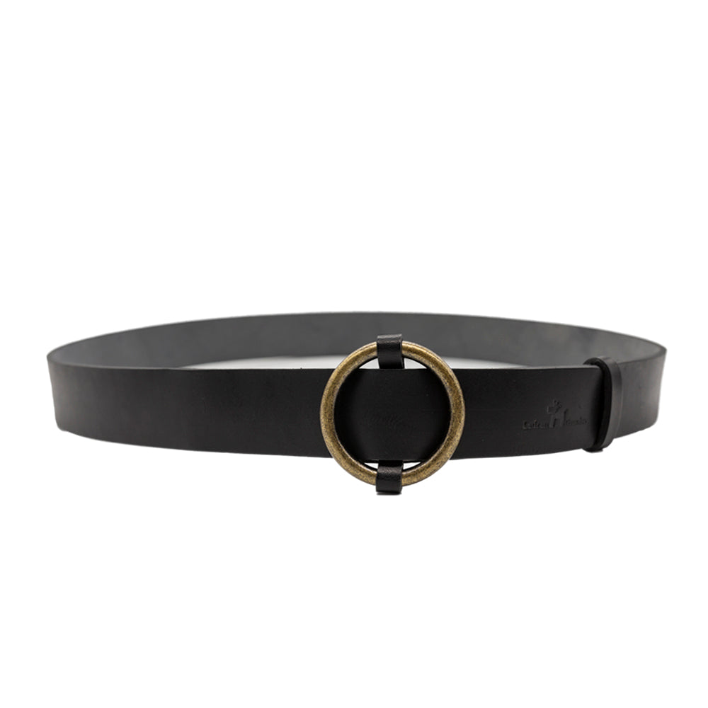Cuero Premium Negro Hebilla Redonda Cinturón 2